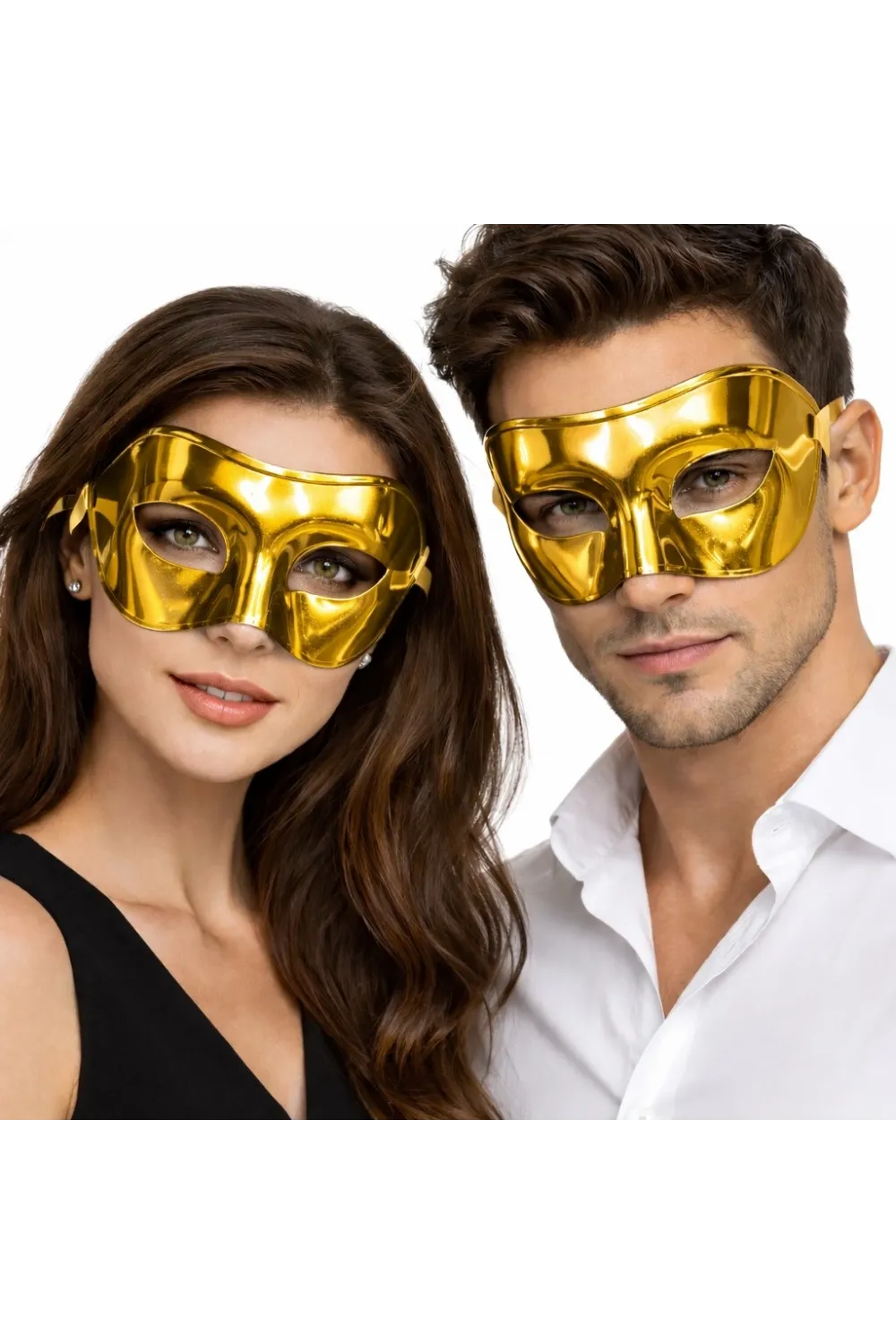 Metalize Parlak Parti Maskesi Altın Gold Renk 16x7 Cm