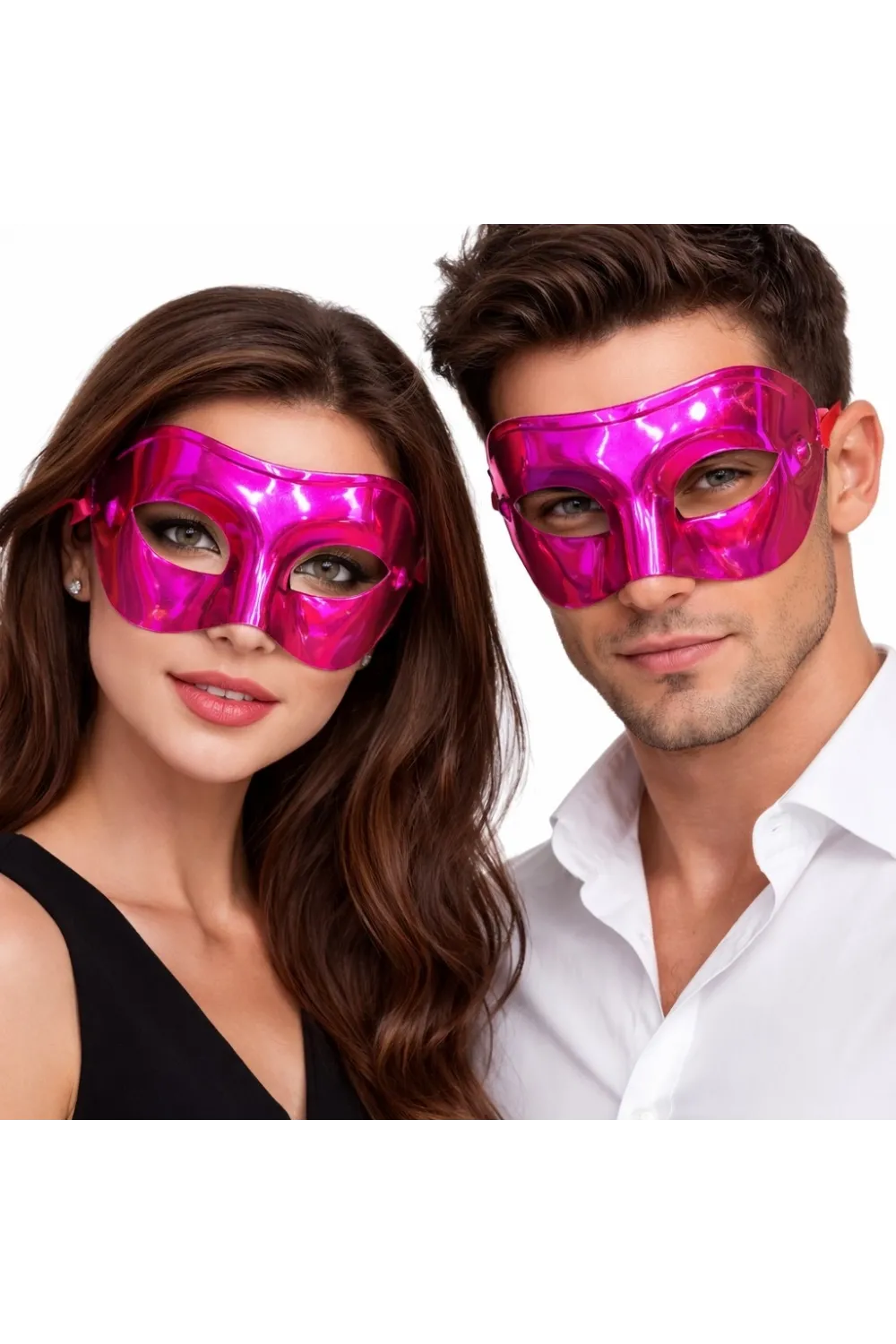 Metalize Parlak Parti Maskesi Pembe Renk 16x7 Cm