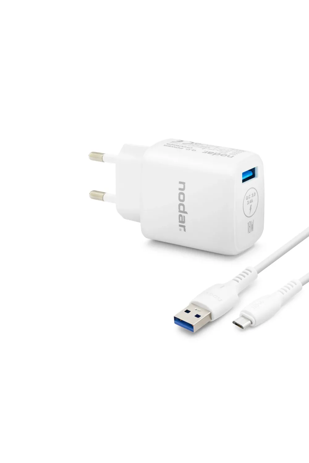 Micro Usb Qc 3.0 Hızlı Şarj Seti 18W 3.4A Usb Adaptörlü - Beyaz ND1009