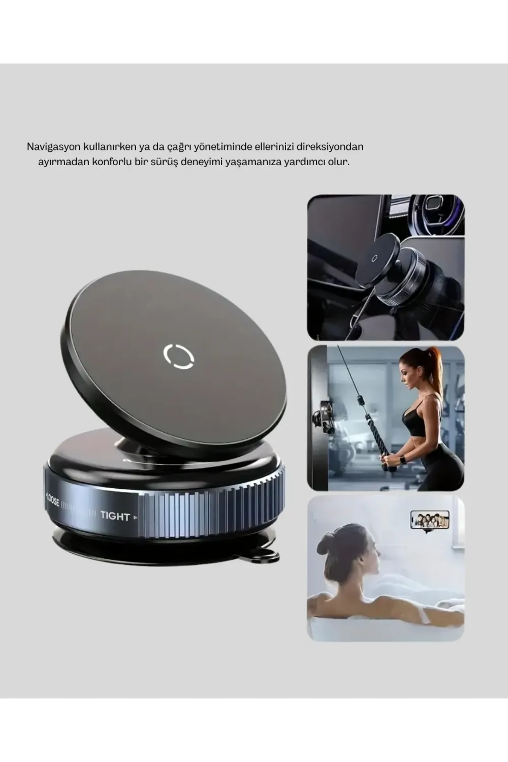 Mıknatıslı Araç Telefon Tutucu Vakum Teknolojili 360° Ayarlanabilir