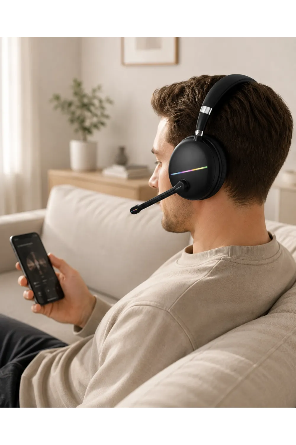 Mikrofonlu Bluetooth Kulak Üstü Kulaklık Rgb Aydınlatmalı Type-c Şarjlı