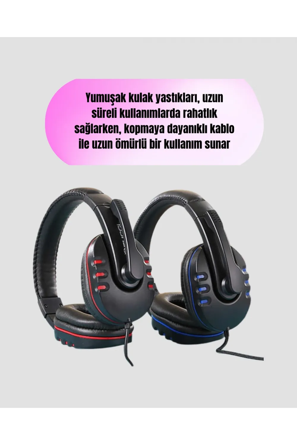 Mikrofonlu Oyun Kulaklığı – Mavi Işıklı, Uzun Süre Konforlu Kullanım