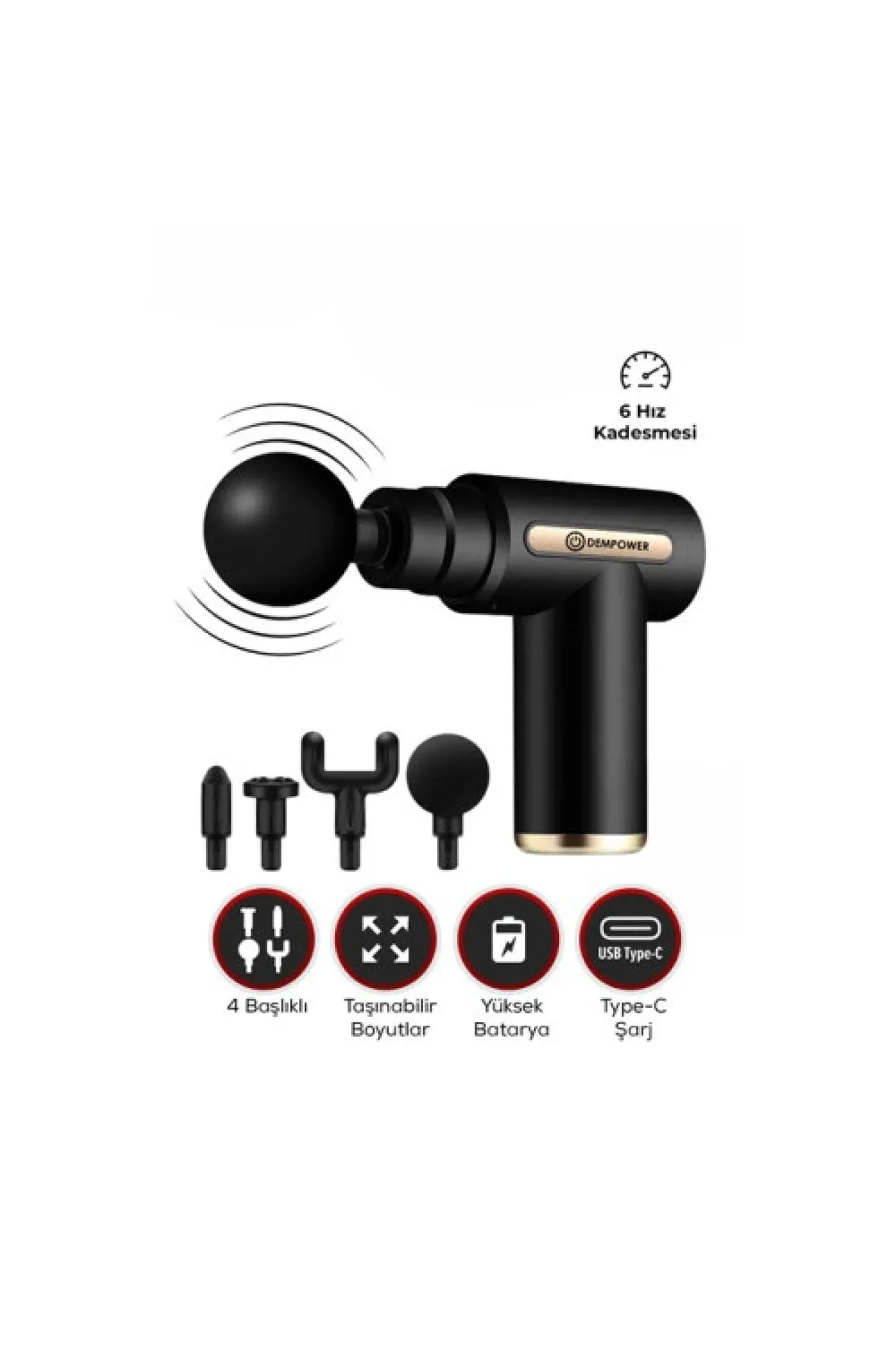 Mini 4 Başlıklı Masaj Tabancası