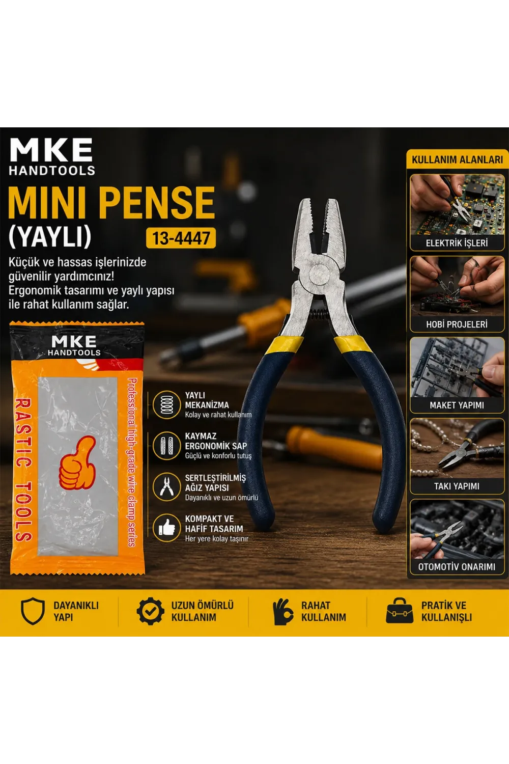 Mini - 4.5 Inc - 115m Çelik Pense Yaylı