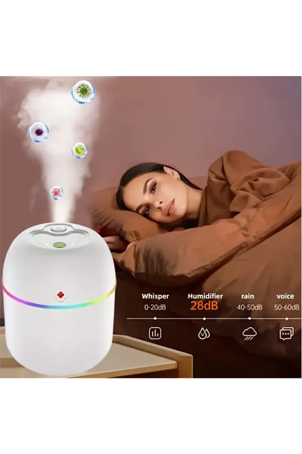 Mini Hava Nemlendirici 3in1 H2o Humidifier220ml