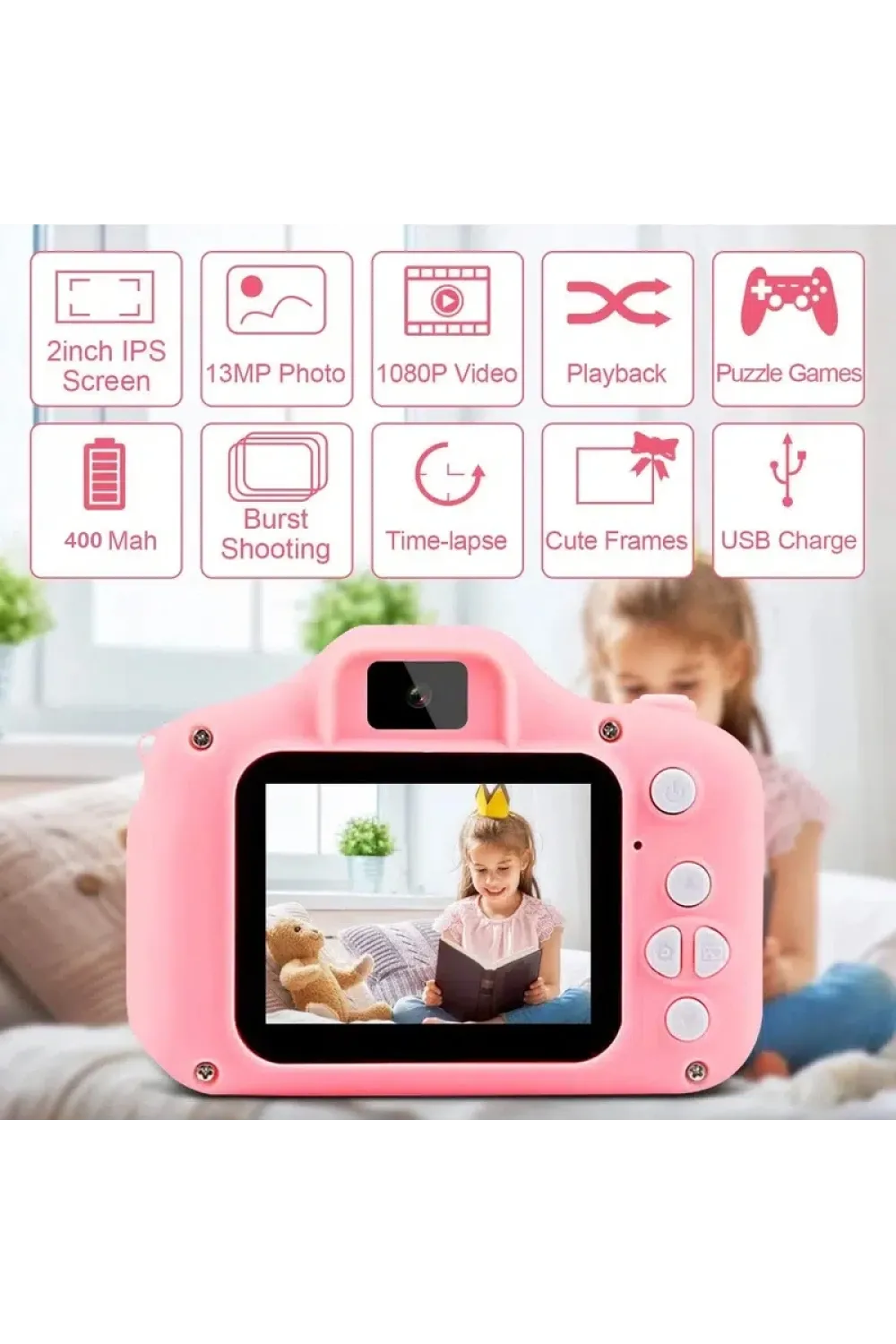 Mini Kamera Fotoğraf Makinesi Pembe