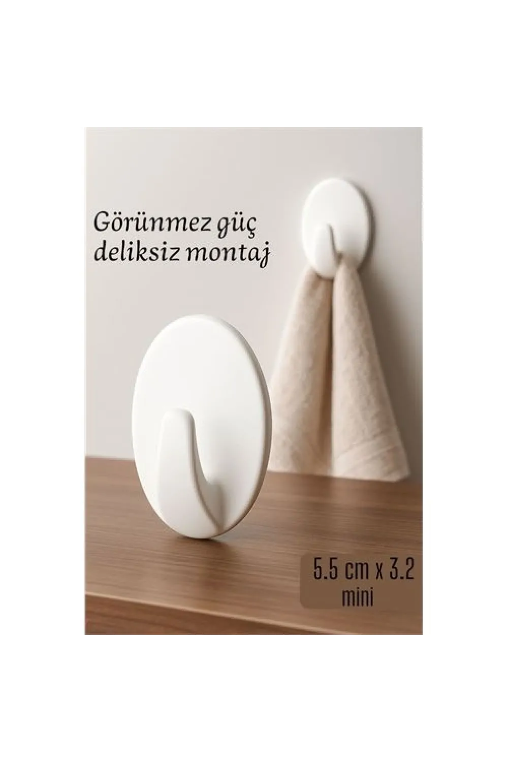 Mini Kendinden Yapışkanlı Duvar Askısı – 5.5 x 3.2 cm | İz Bırakmaz, Güçlü Tutuş 722286