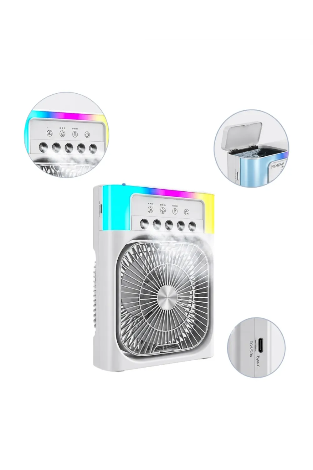 Mini Klima Fan Su Hazneli Usb Şarjlı Sessiz Masaüstü Soğutucu