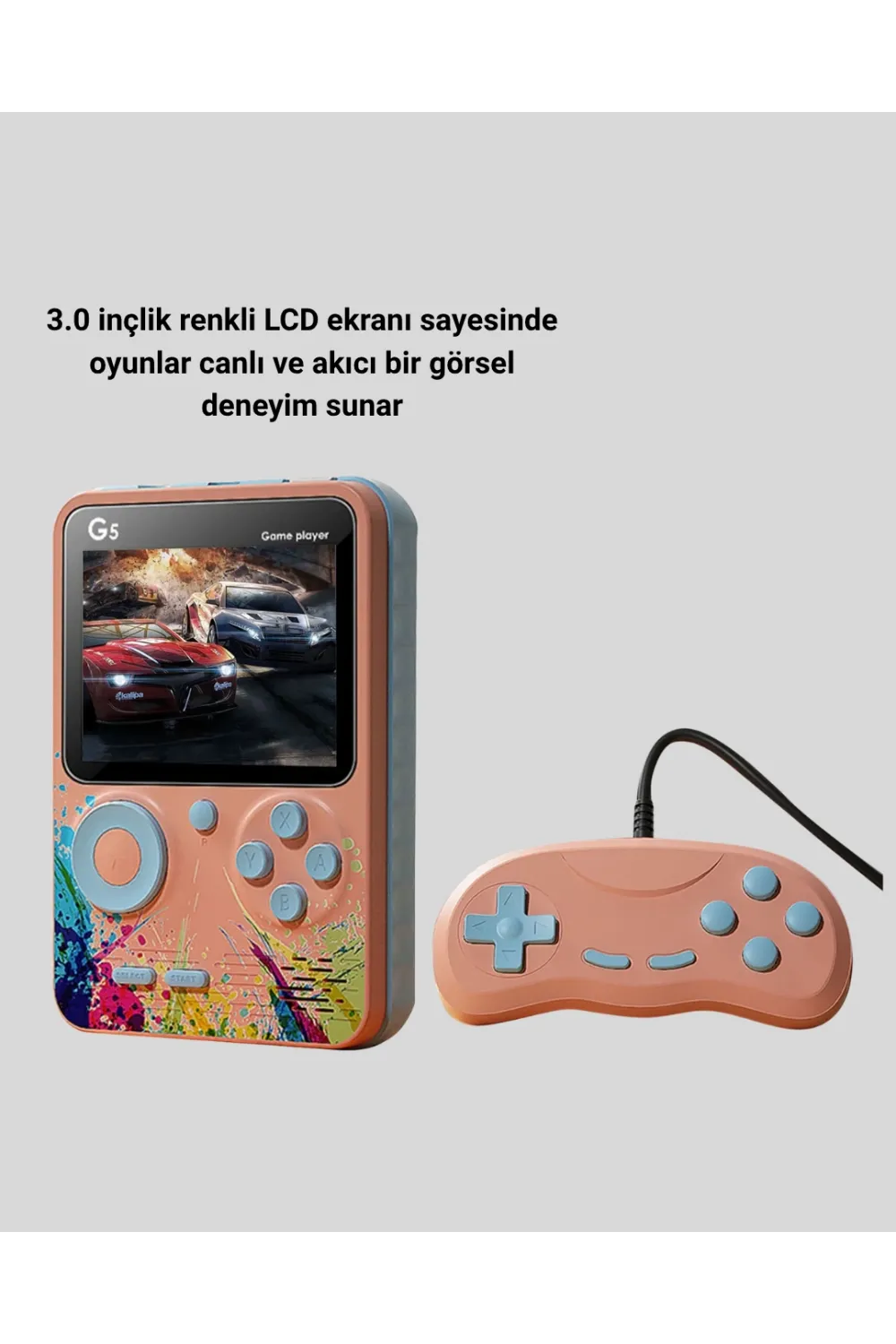 Mini Retro Oyun Konsolu 500 Oyunlu 3.0 İnç Ekran Ve Şarjlı Batarya