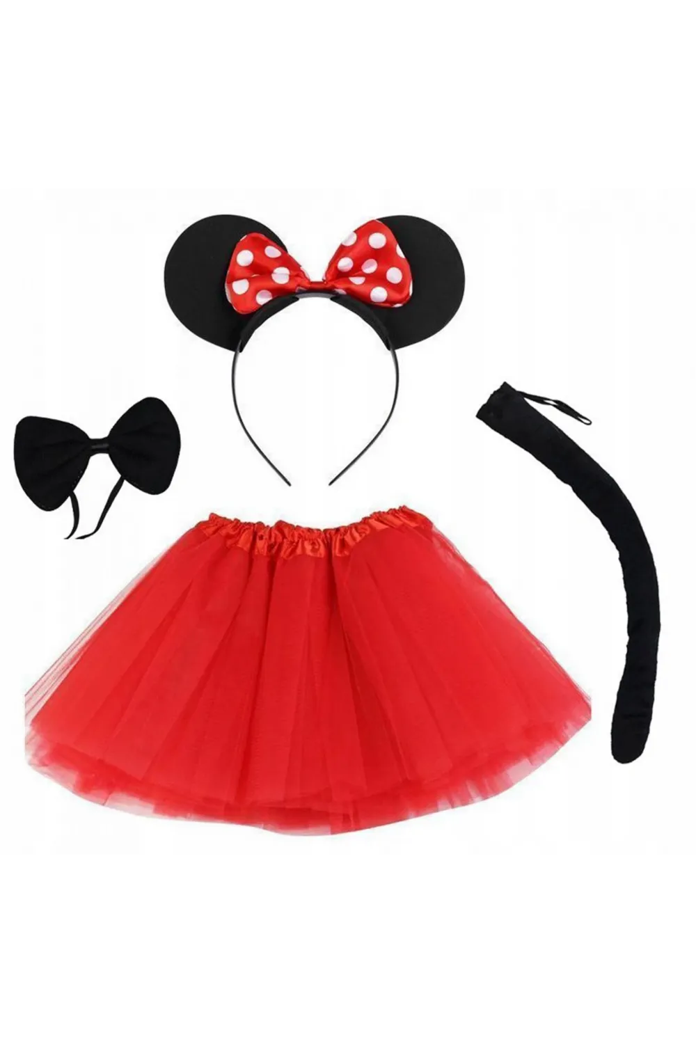 Minnie Mouse Kostüm Seti Etek Taç Kuyruk Papyon Gösteri Seti