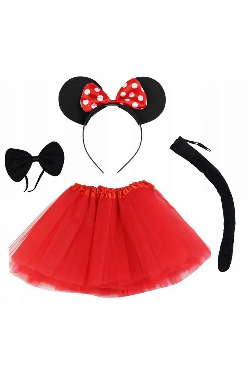 Minnie Mouse Kostüm Seti Etek Taç Kuyruk Papyon Gösteri Seti