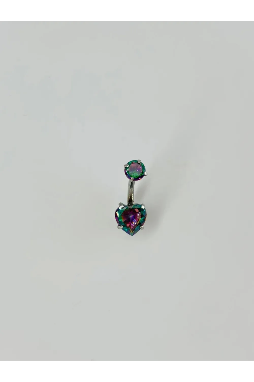 Mistik Topaz Taşlı Kalp Detaylı Göbek Piercing - Pg0015