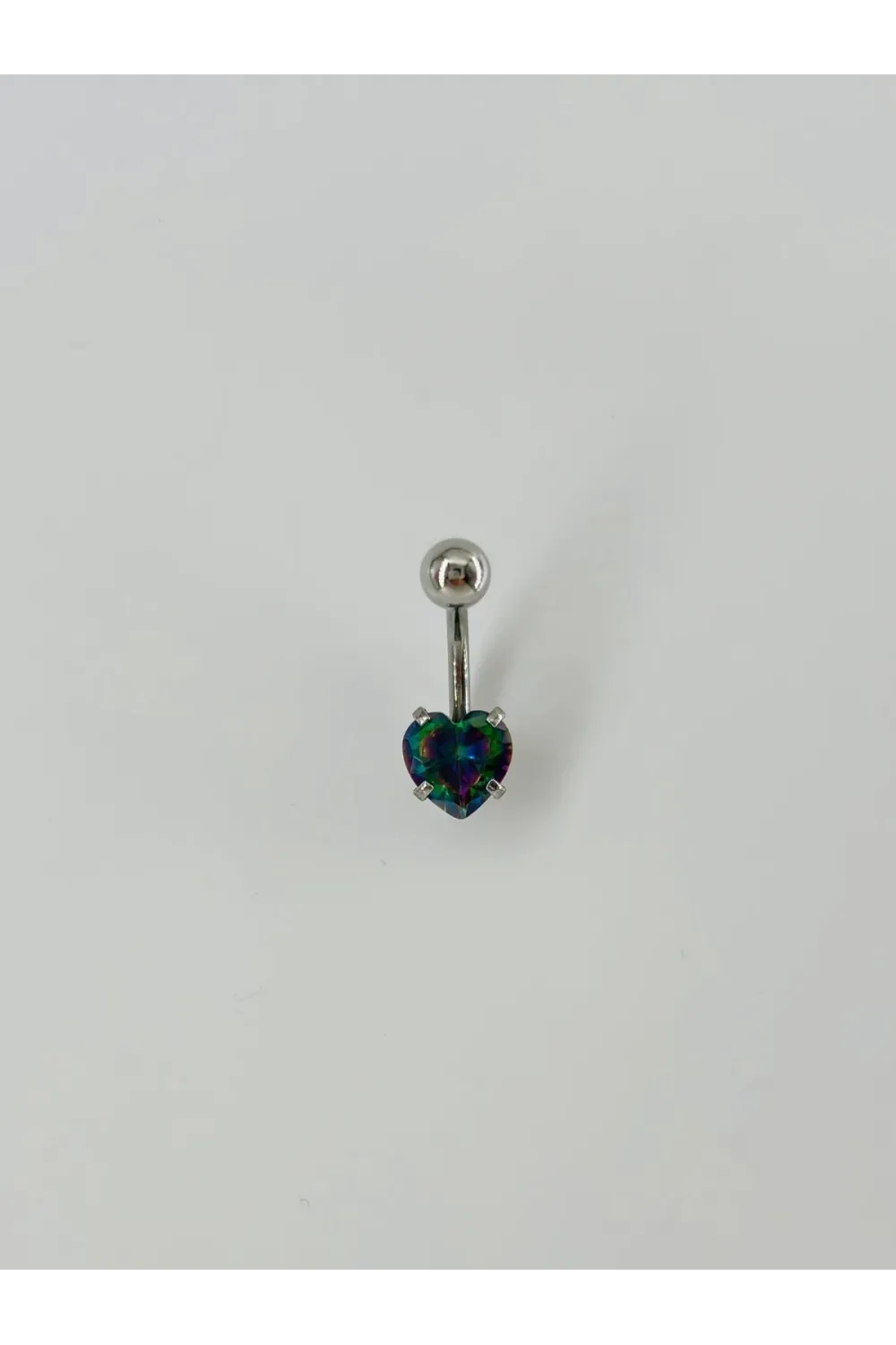 Mistik Topaz Taşlı Kalp Detaylı Göbek Piercing - Pg0020