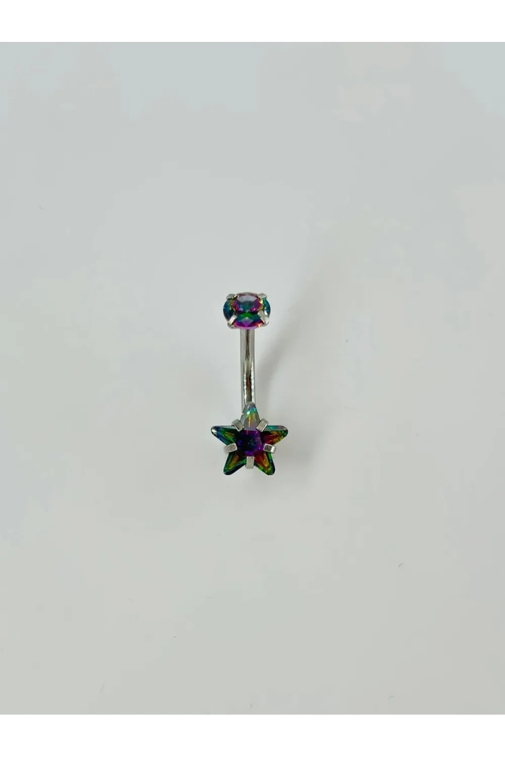 Mistik Topaz Taşlı Yıldız Detaylı Göbek Piercing - Pg0038