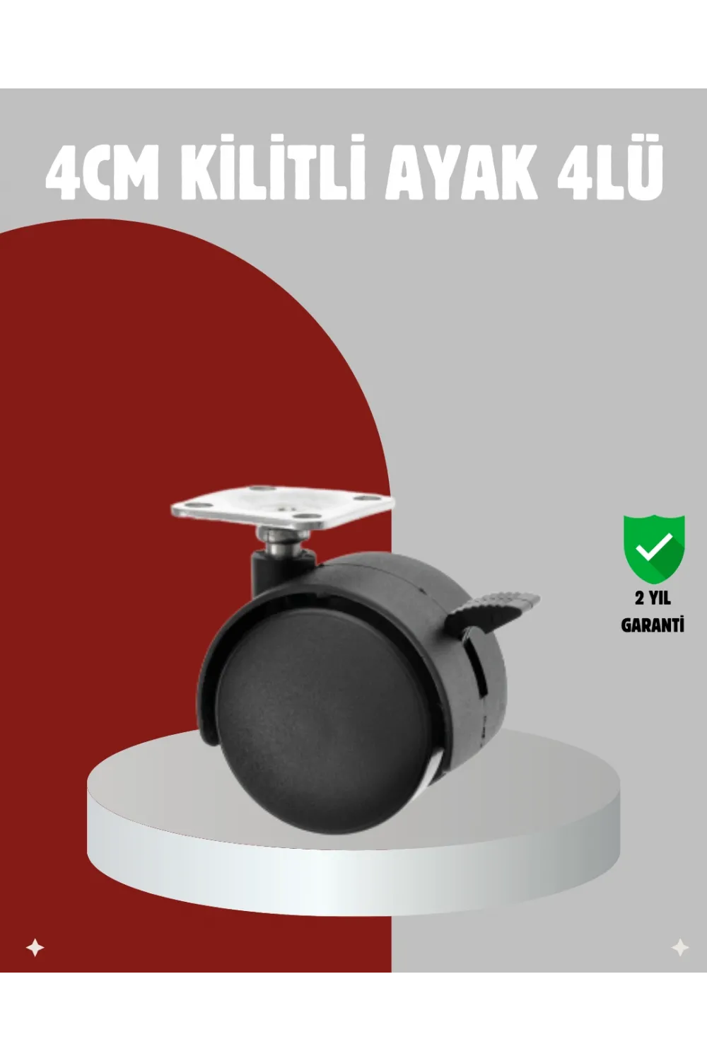 Mobilya İçin Kilitli 4 Cm Tekerlek Ayak Seti