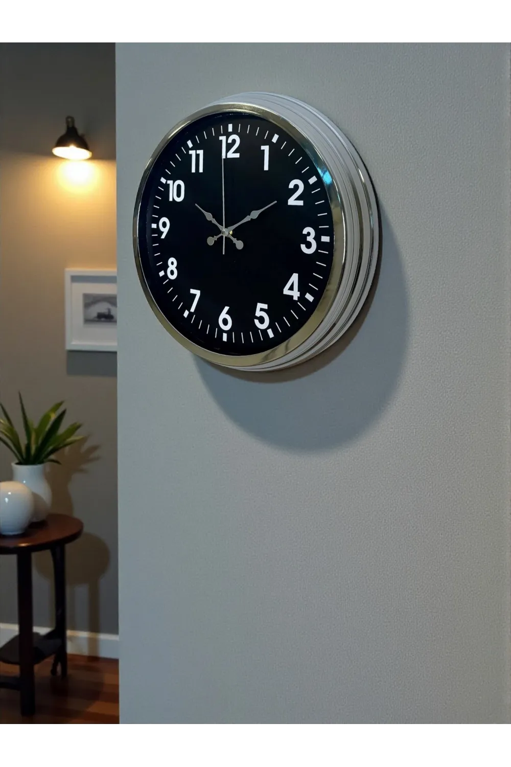 Modern 40 Cm Metal Krom Standart Duvar Saati