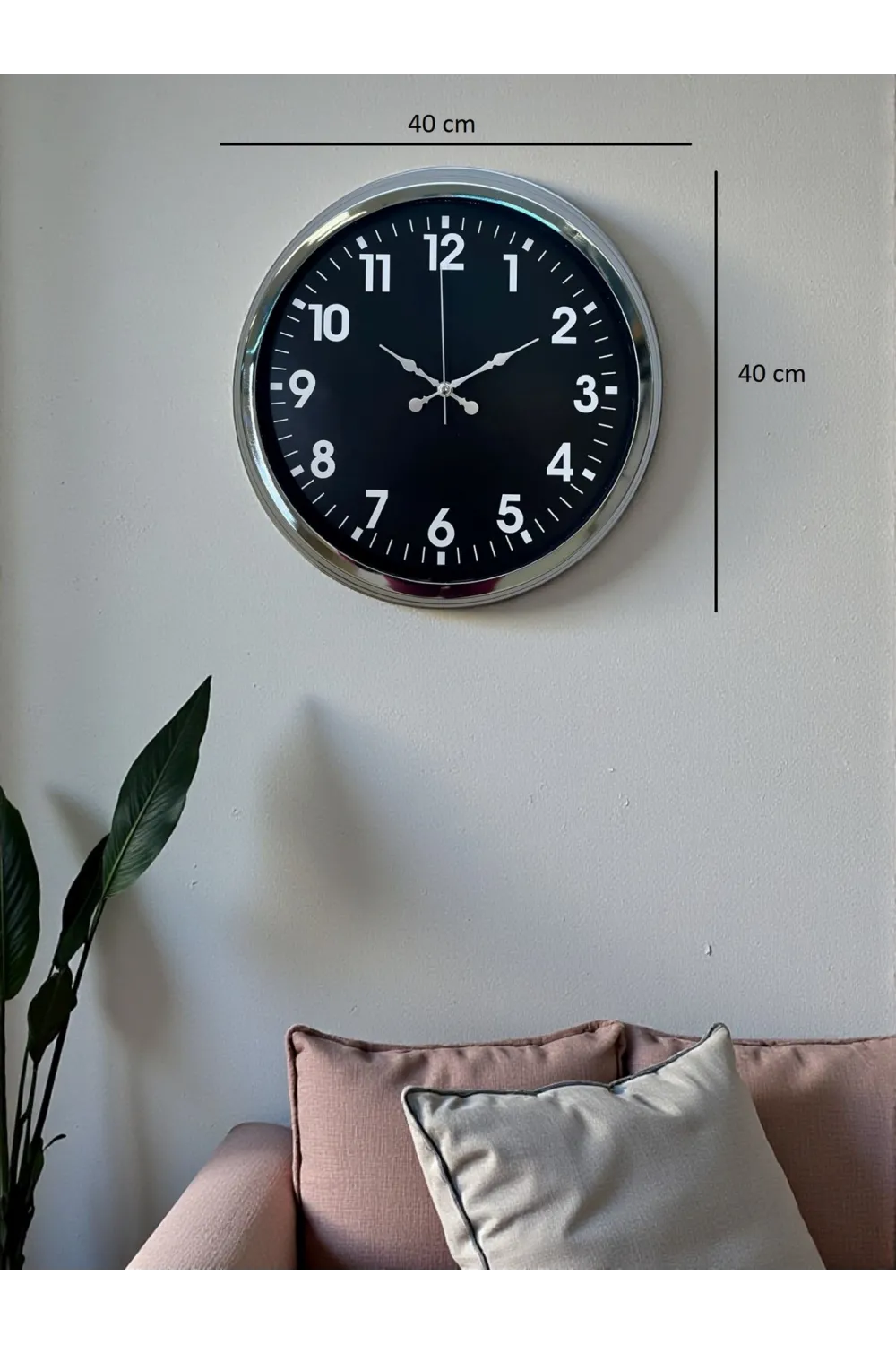 Modern 40 Cm Metal Krom Standart Duvar Saati