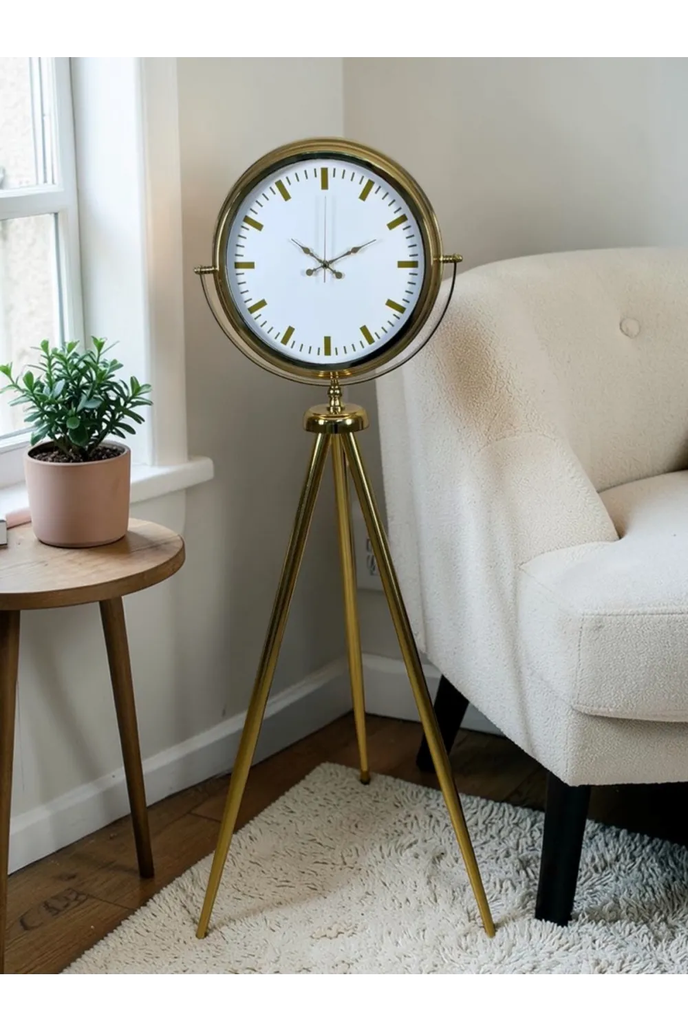 Modern Gold Tripod Ayaklı Saat