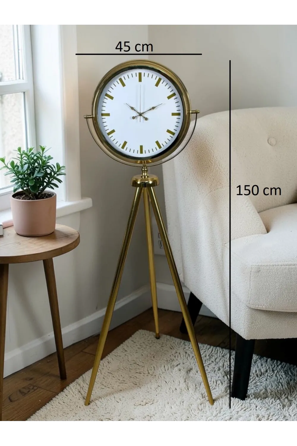 Modern Gold Tripod Ayaklı Saat