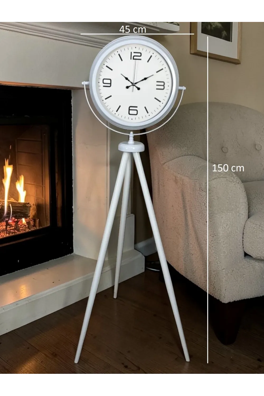Modern Line Beyaz Tripod Ayaklı Saat