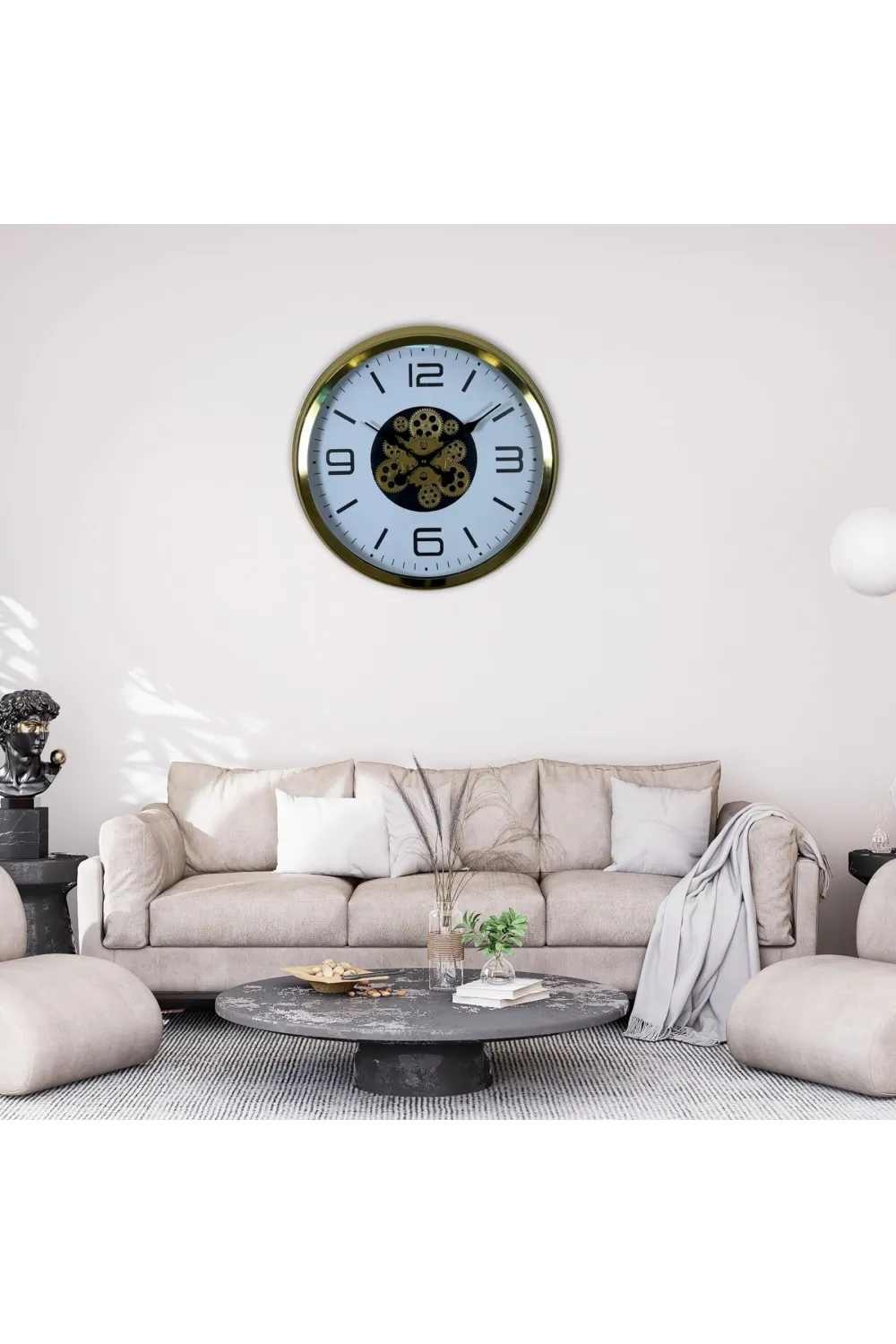 Modern Prestige Gold 60 Cm Çarklı Duvar Saati