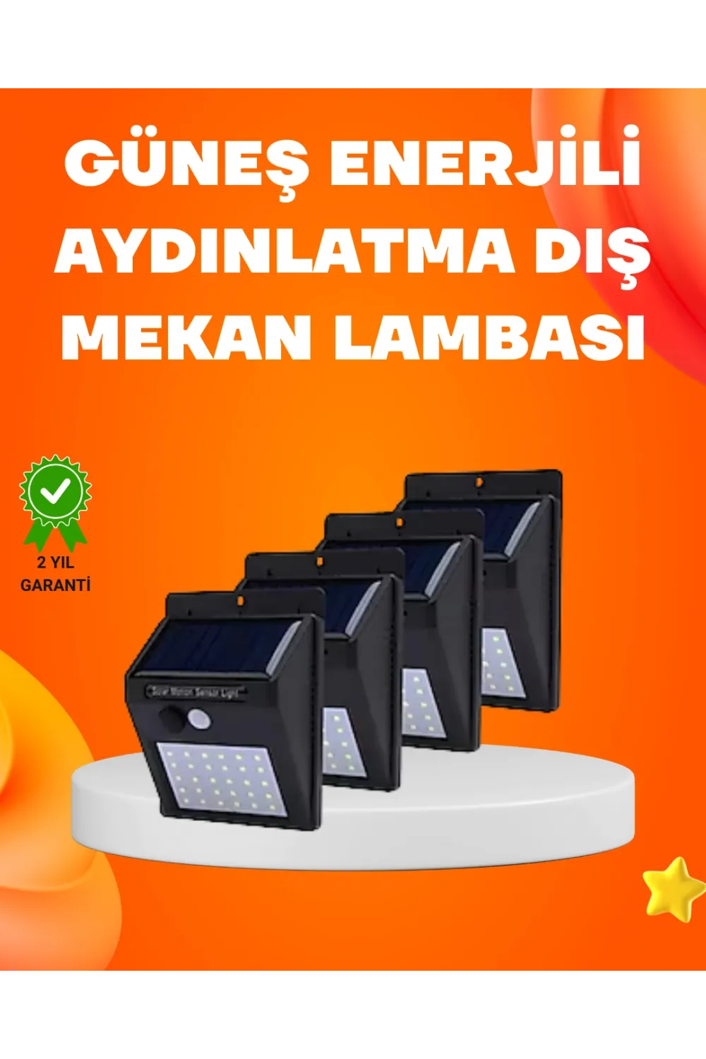 Montajlı Güneş Enerjili Duvar Tipi Aydınlatma – 8 Saat Çalışma Süresi