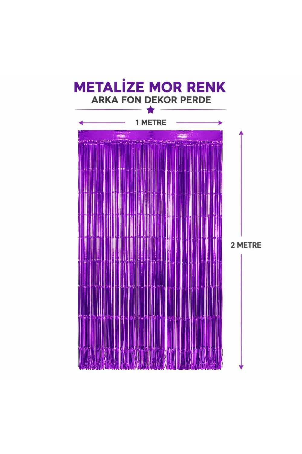 Mor Metalize Parti Perdesi 100x200 cm – Kapı ve Arka Fon Perdesi