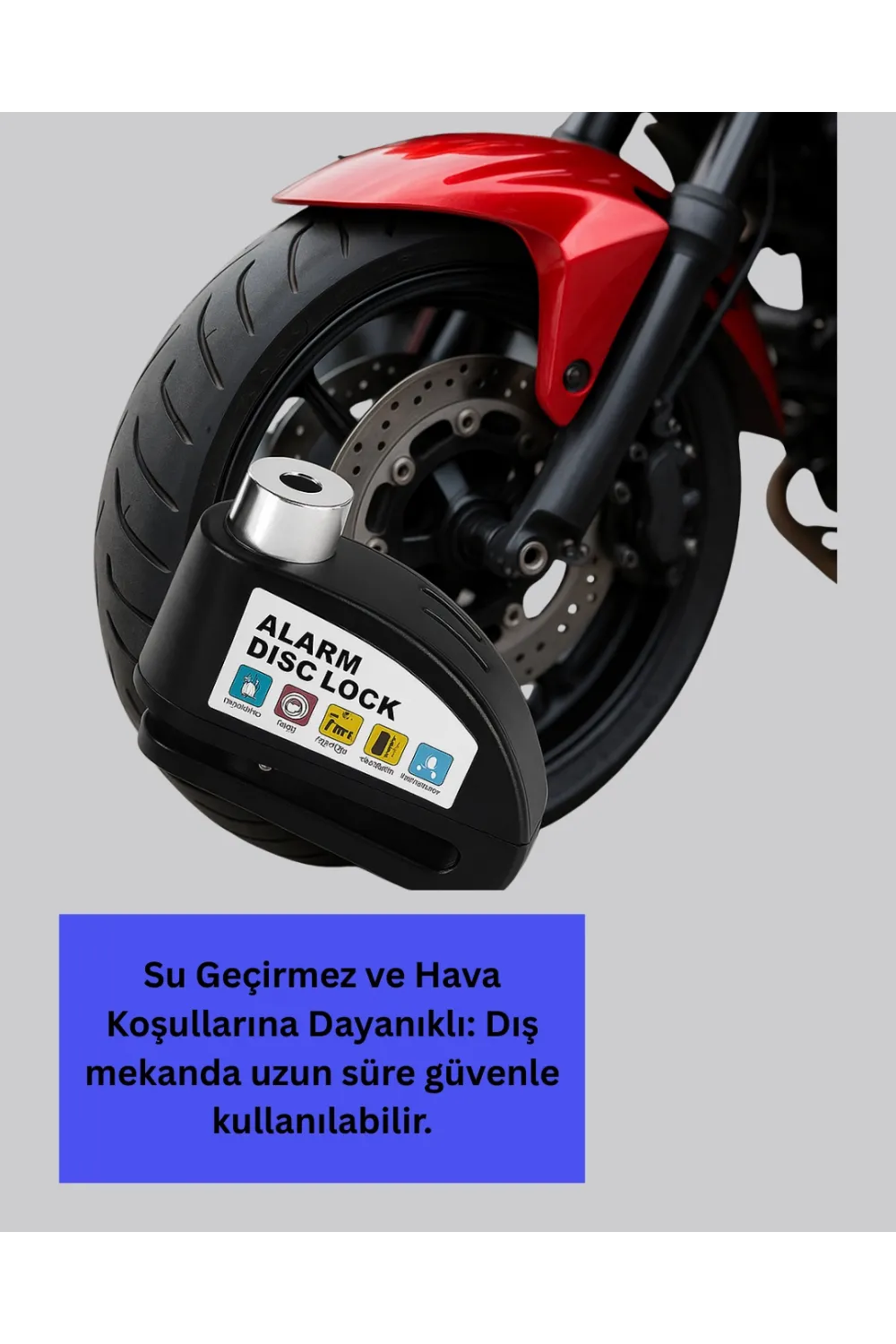Motosiklet Scooter Bisiklet Tekerlek Disk Kilidi Alarmlı Güvenlik