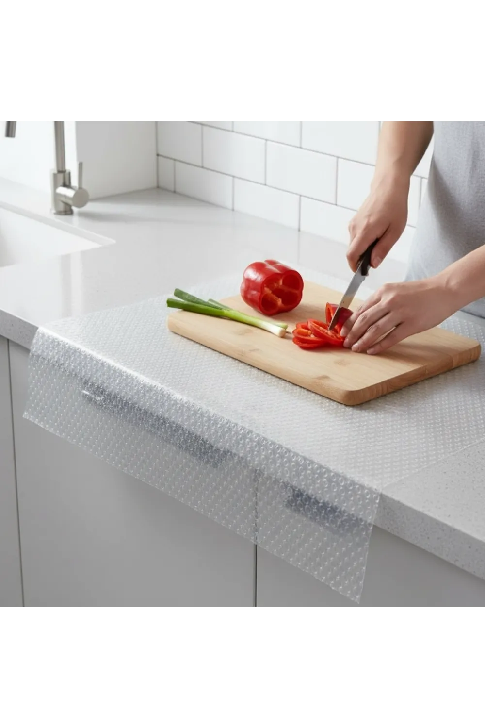 Mutfak Dolap İçi Kaydırmaz Şeffaf Raflık Örtüsü 45x300 Cm Pvc Koruyucu