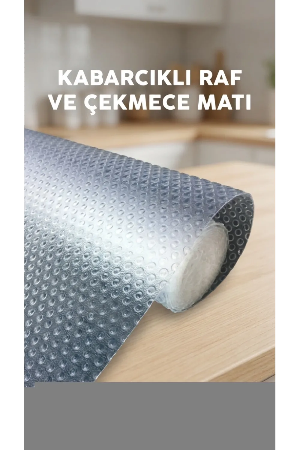 Mutfak Dolap İçi Şeffaf Kaydırmaz Raf Örtüsü 45x300 Cm Pvc Kaplama