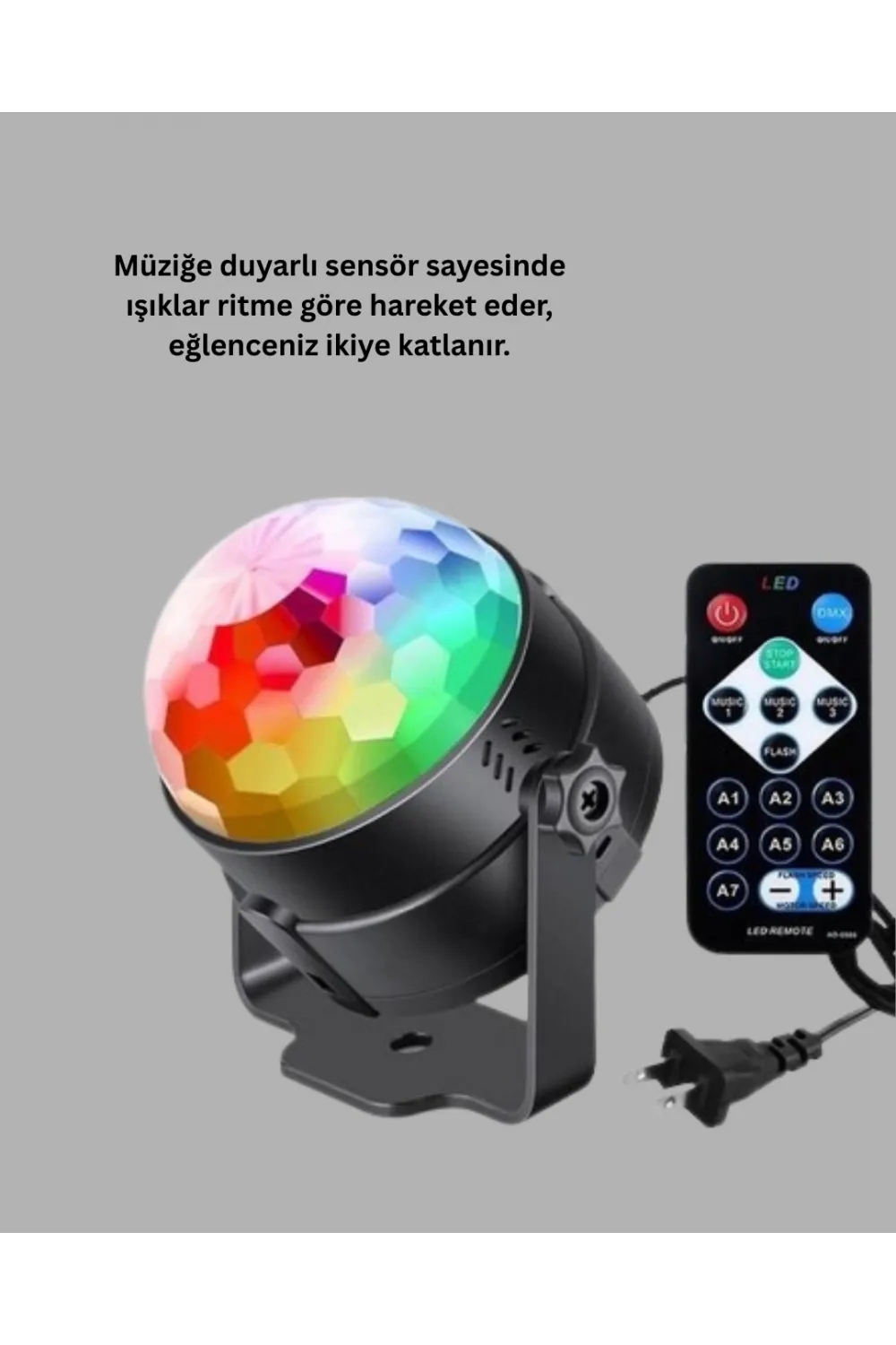 Müzik Sensörlü Renkli Led Parti Işığı