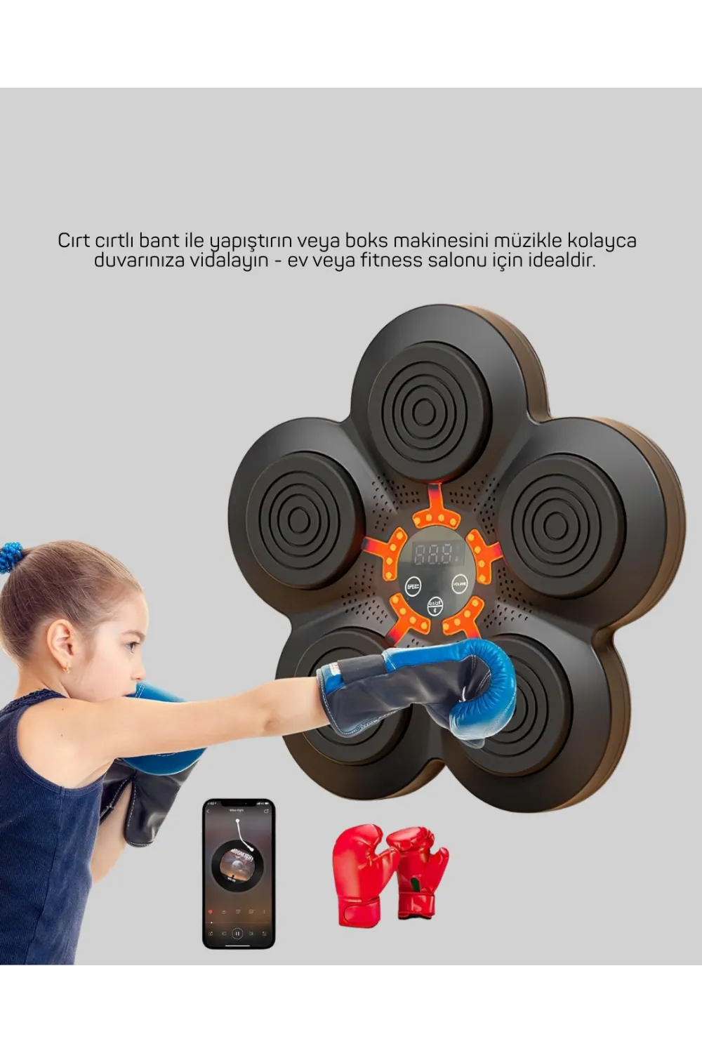 Müzikli Boks Duvar Paneli Akıllı Işık Sistemli Refleks Ve Kondisyon Aleti