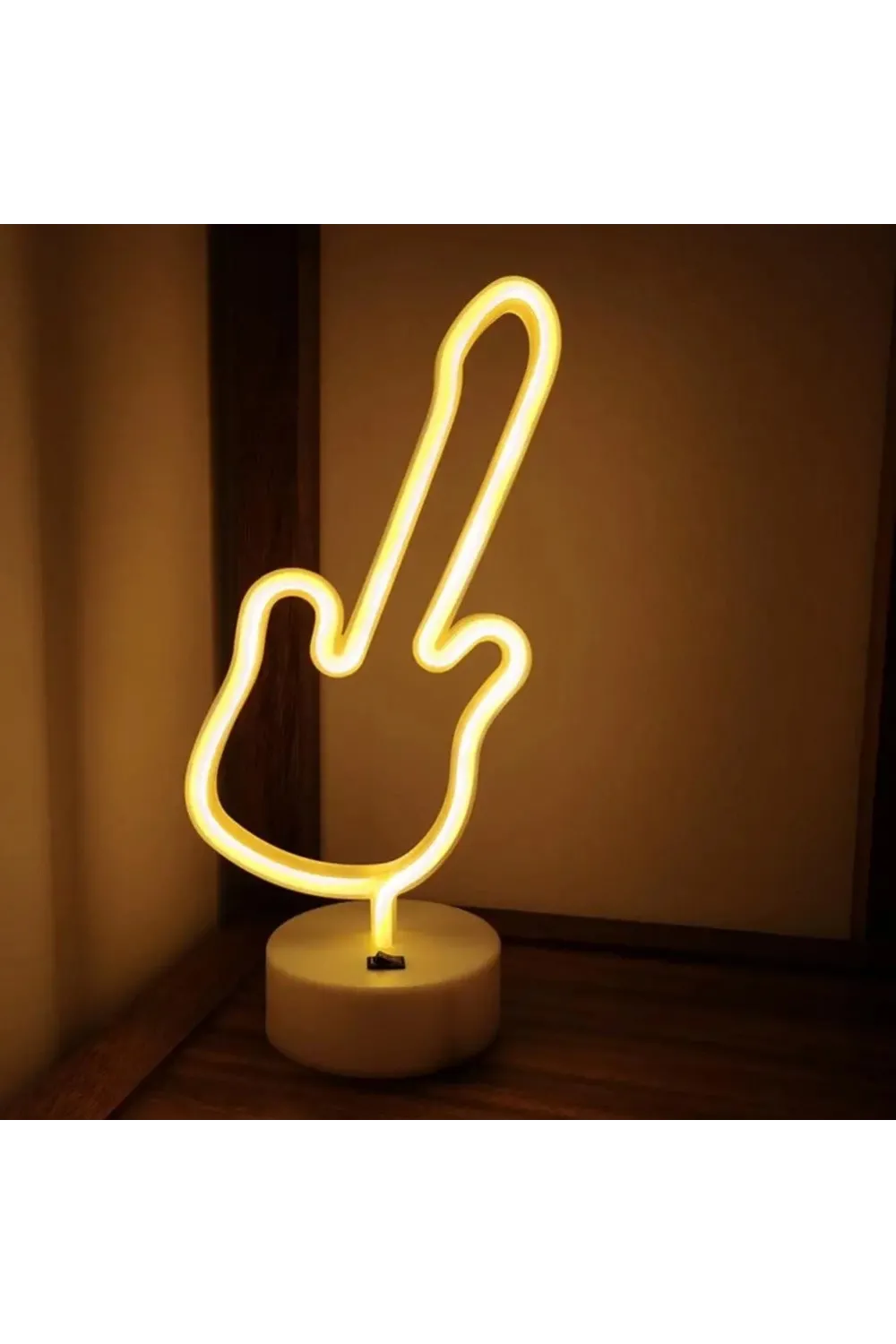 Neon Gitar Masa Lambası Pil + USB