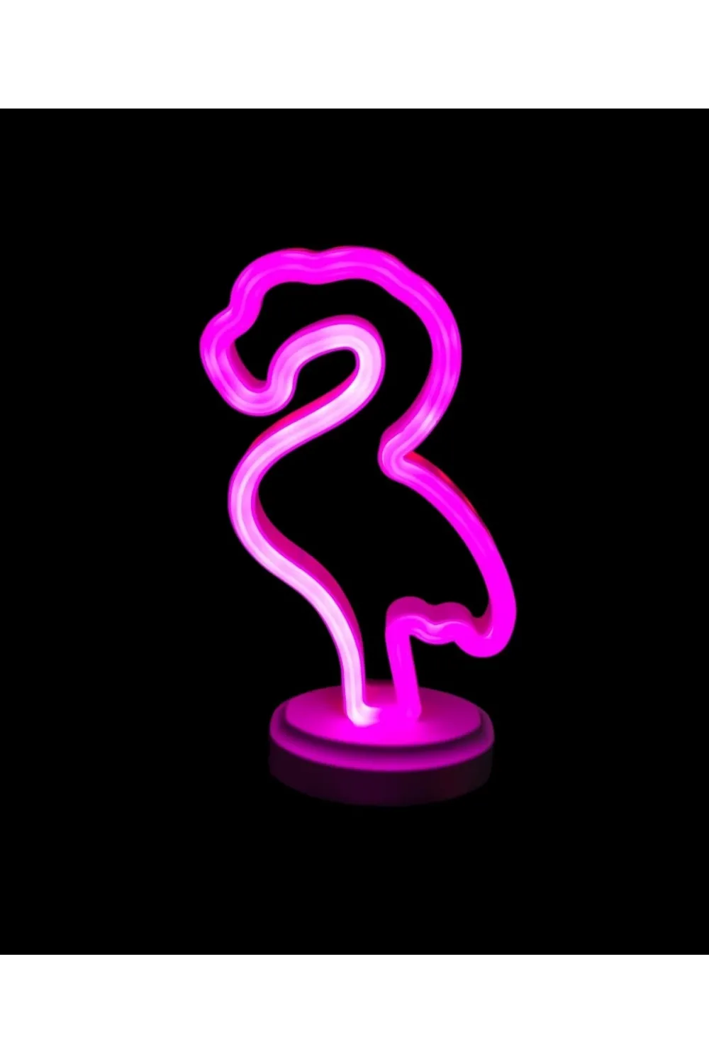 Neon Işıklı Flamingo Yazılı Masa Gece Lambası Pil+usb