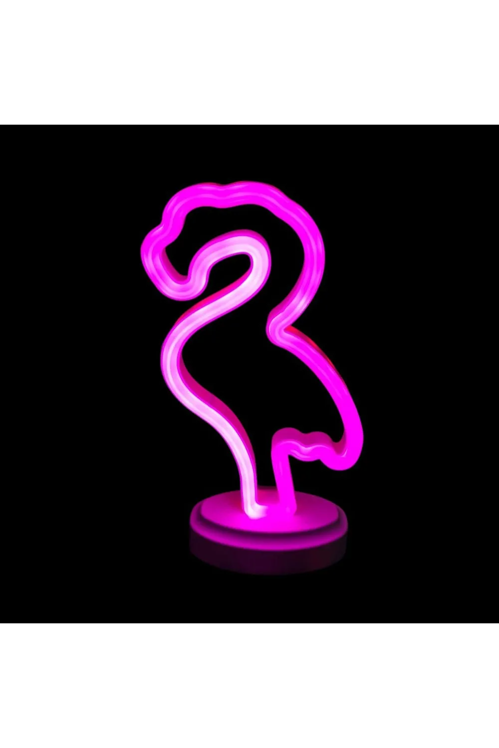 Neon Işıklı Flamingo Yazılı Masa Gece Lambası Pil ve Usb