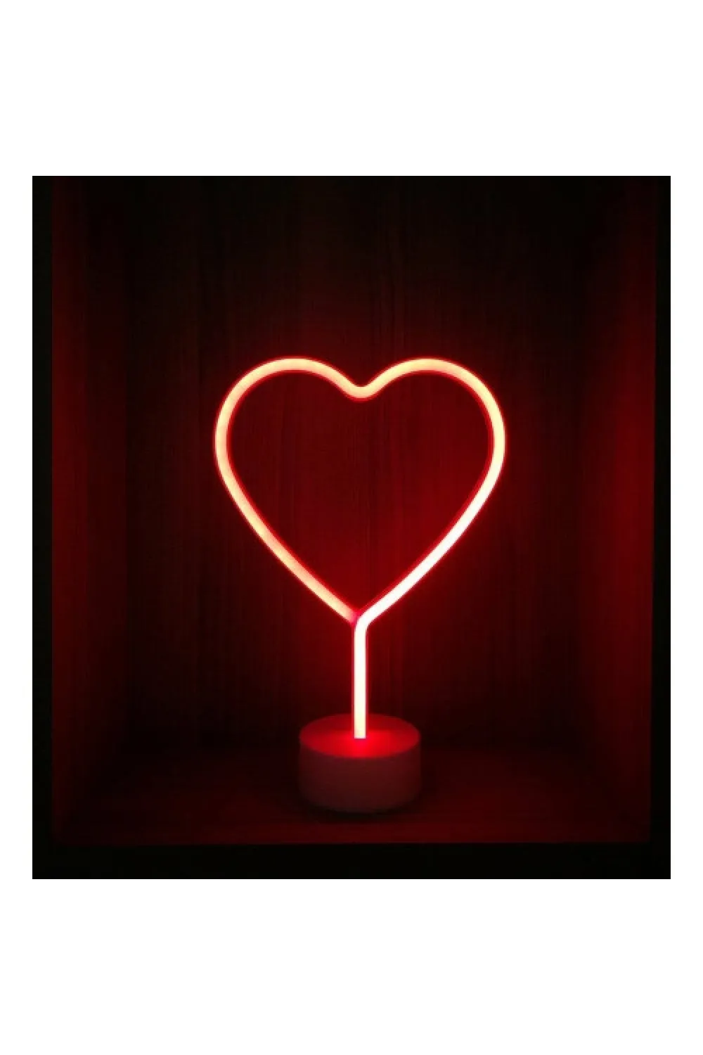 Neon Işıklı Kalp Masa Gece Lambası PİL+USB