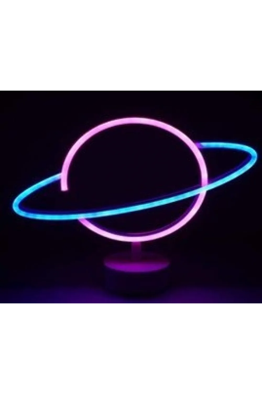 Neon Işıklı Satürn Lamba Pil+Usb