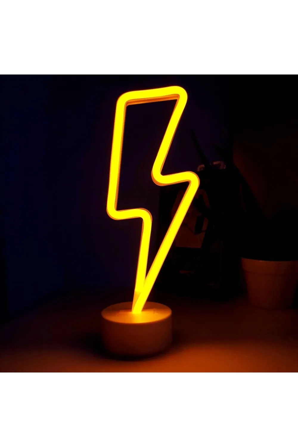 Neon Işıklı Şimşek Lamba Usb+pil