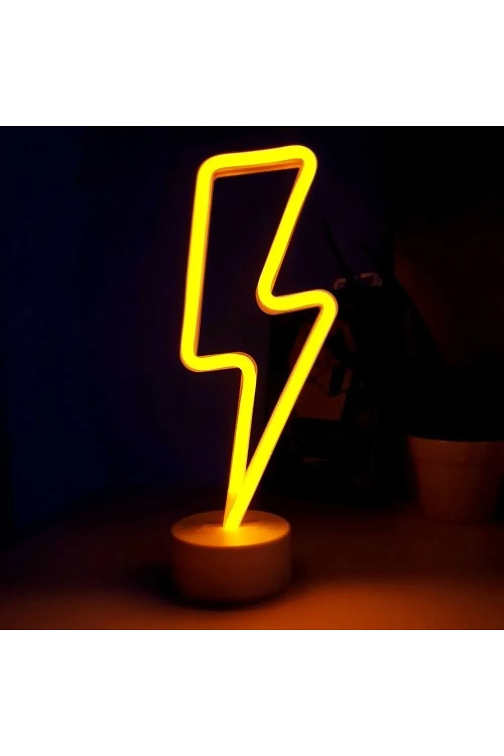 Neon Işıklı Şimşek Lamba USB+Pil
