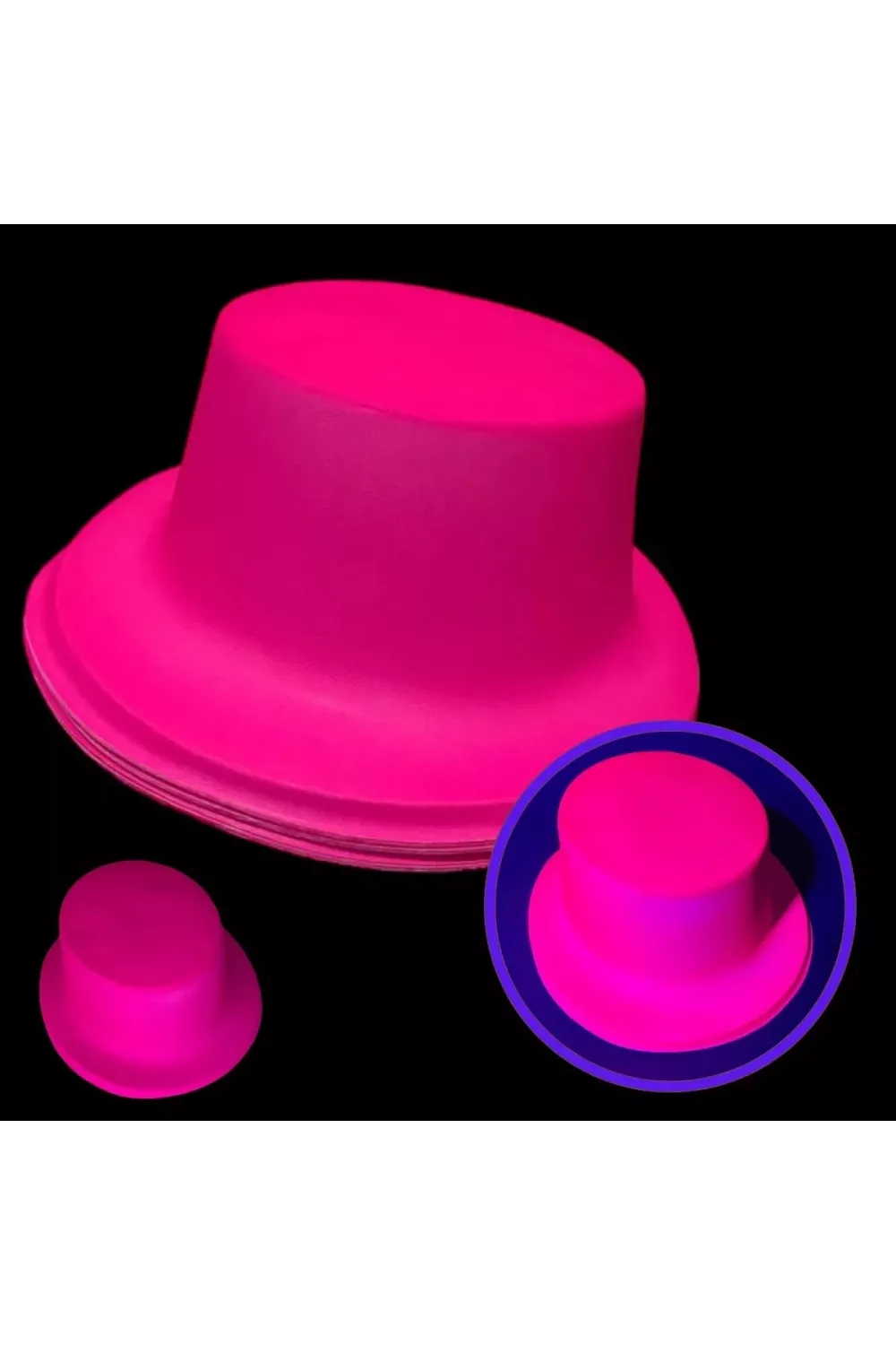 Neon Partisi Pembe Renk Plastik Fötr Şapka