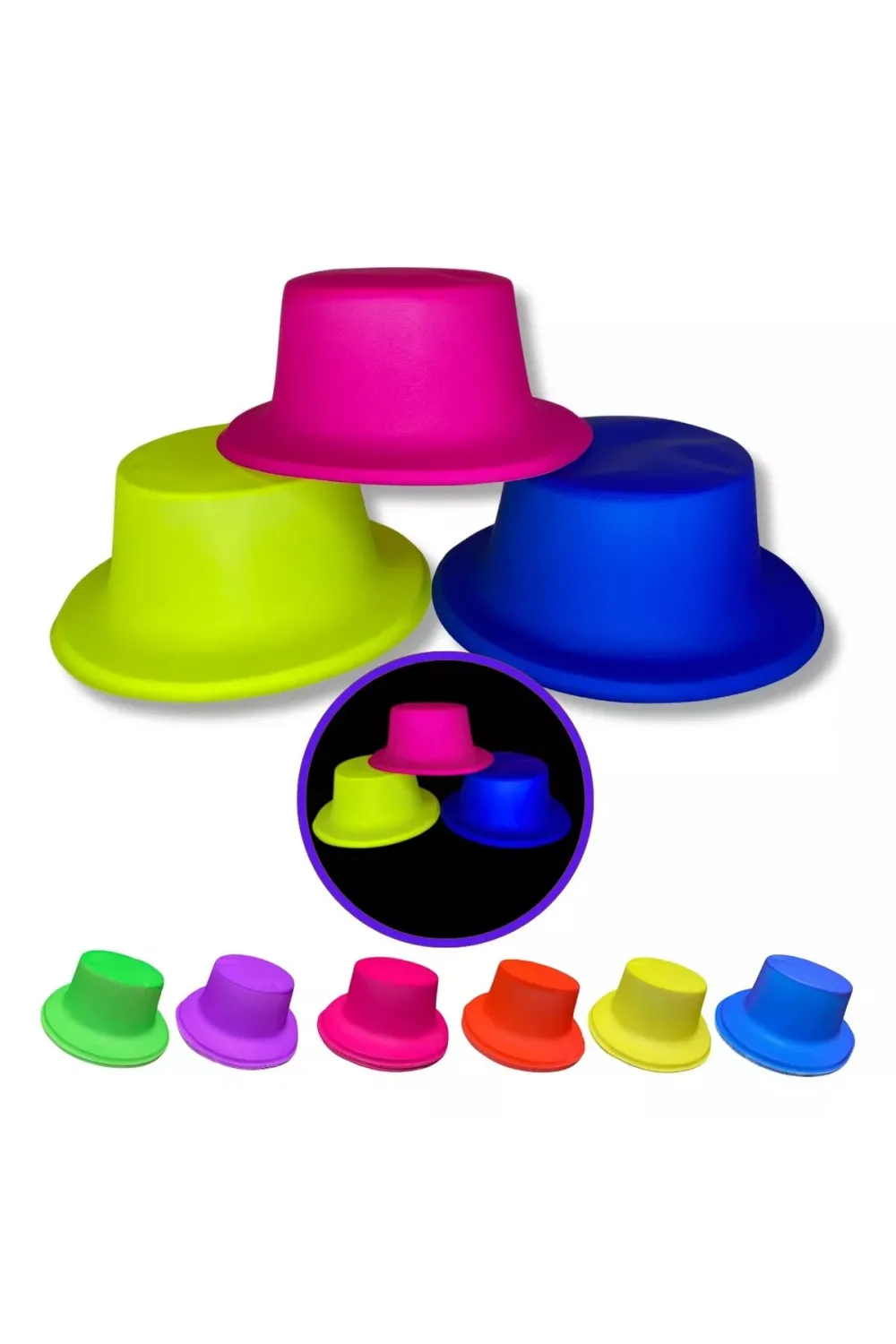 Neon Partisi Pembe Renk Plastik Fötr Şapka