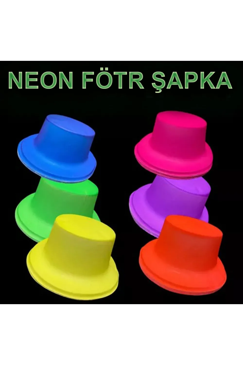 Neon Partisi Sarı Renk Plastik Fötr Şapka