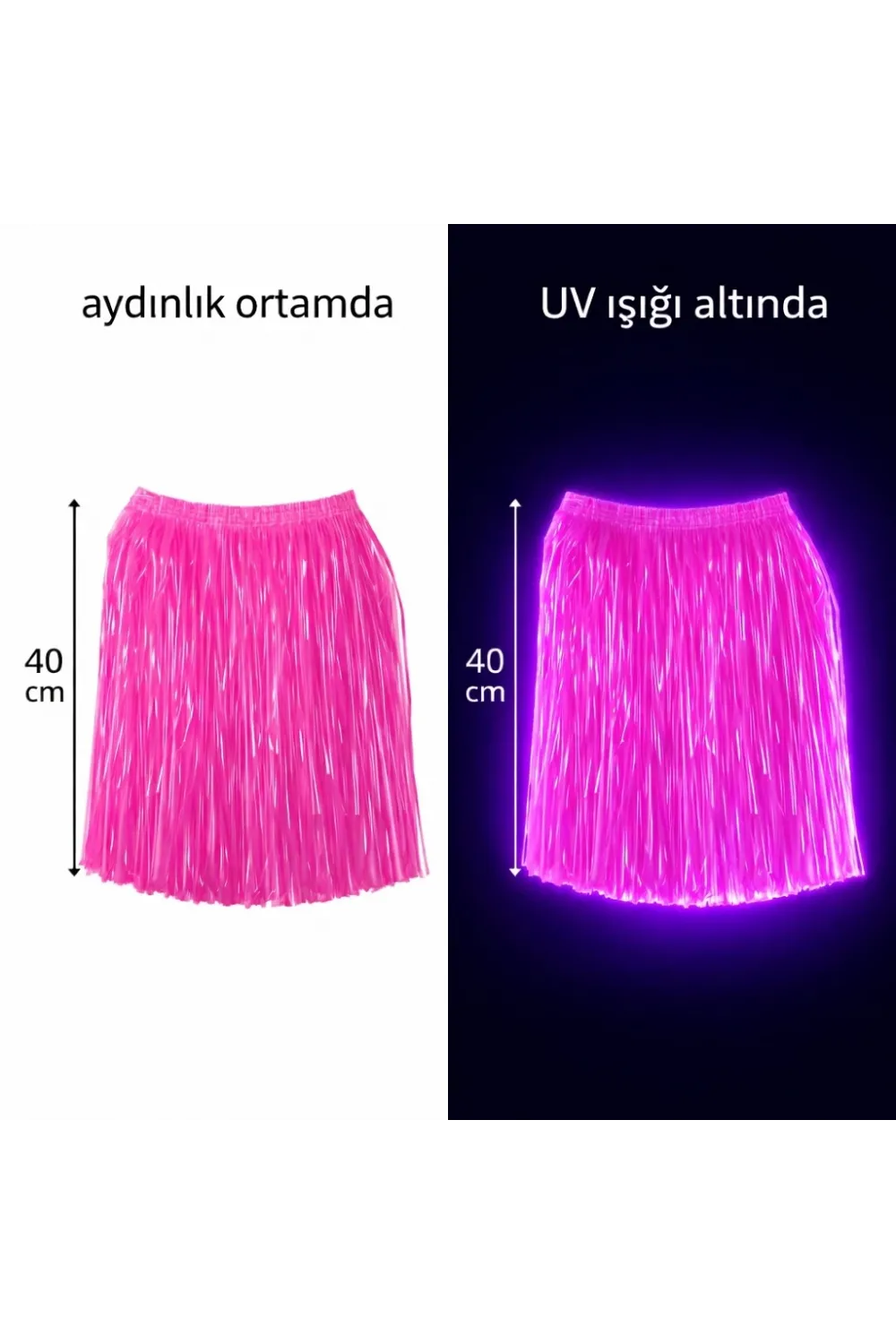 Neon Pembe Hawaii Parti Eteği 40 Cm