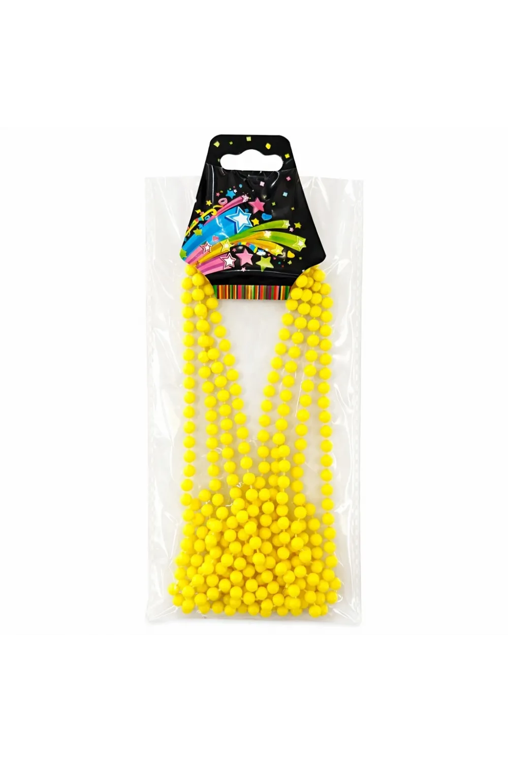 Neon Sarı Boncuk Kolye 80 cm – Retro 80’ler 90’lar Parti Aksesuarı