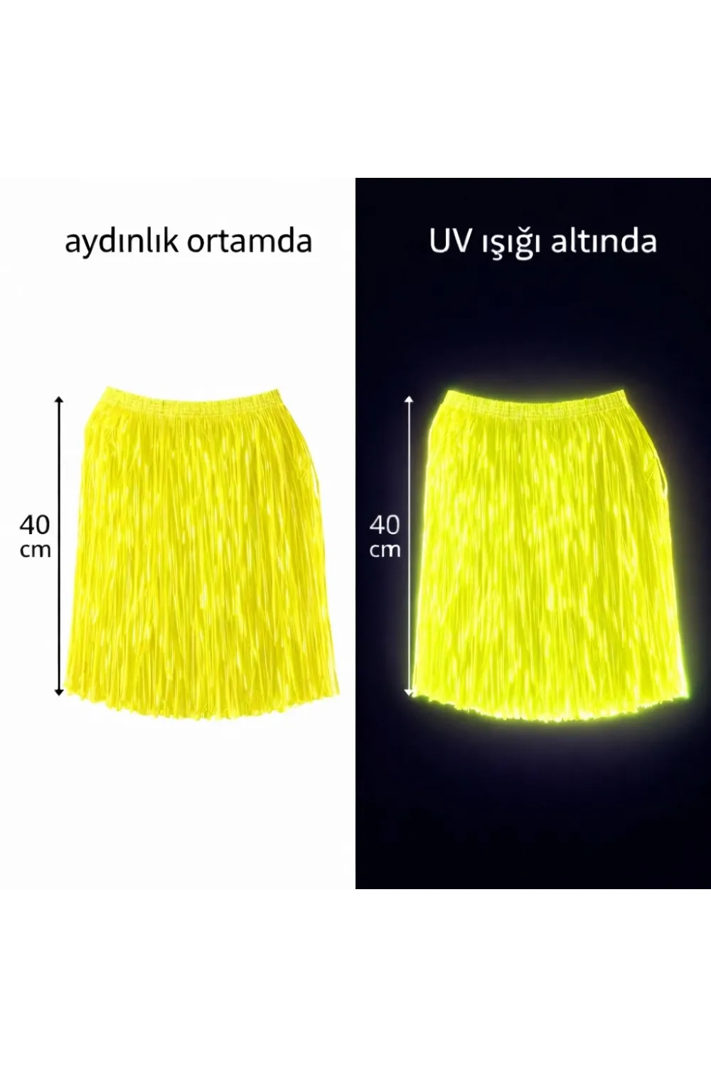 Neon Sarı Hawaii Parti Eteği 40 Cm