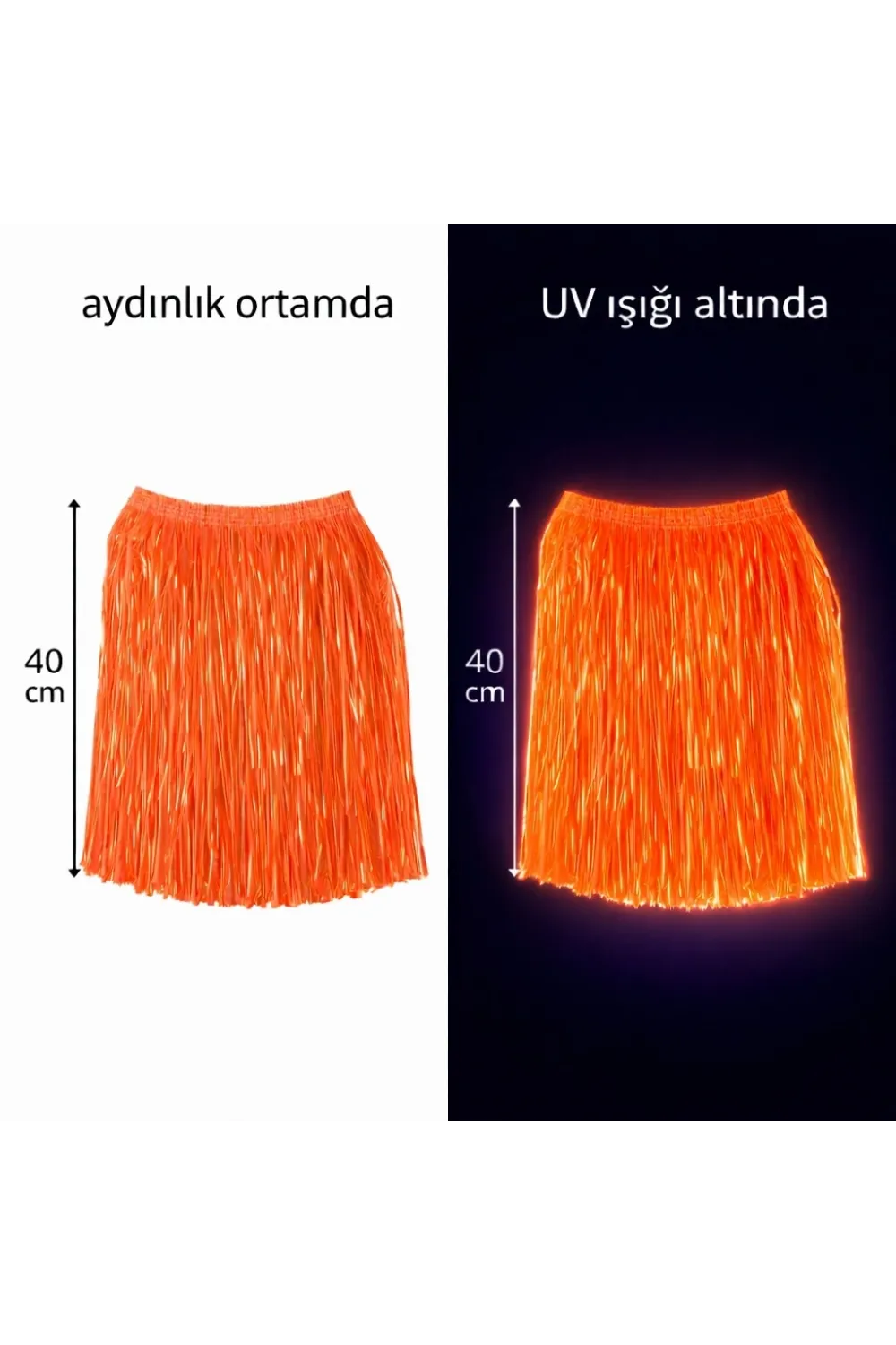 Neon Turuncu Hawaii Parti Eteği 40 Cm