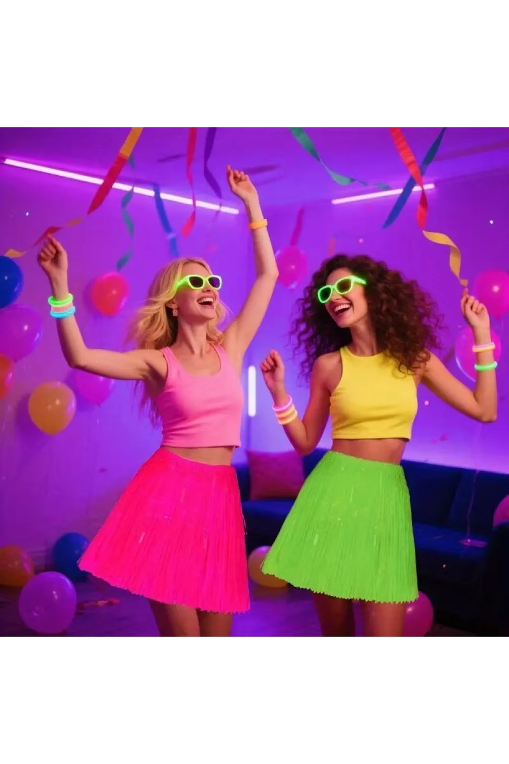 Neon Yeşil Hawaii Parti Eteği 40 cm