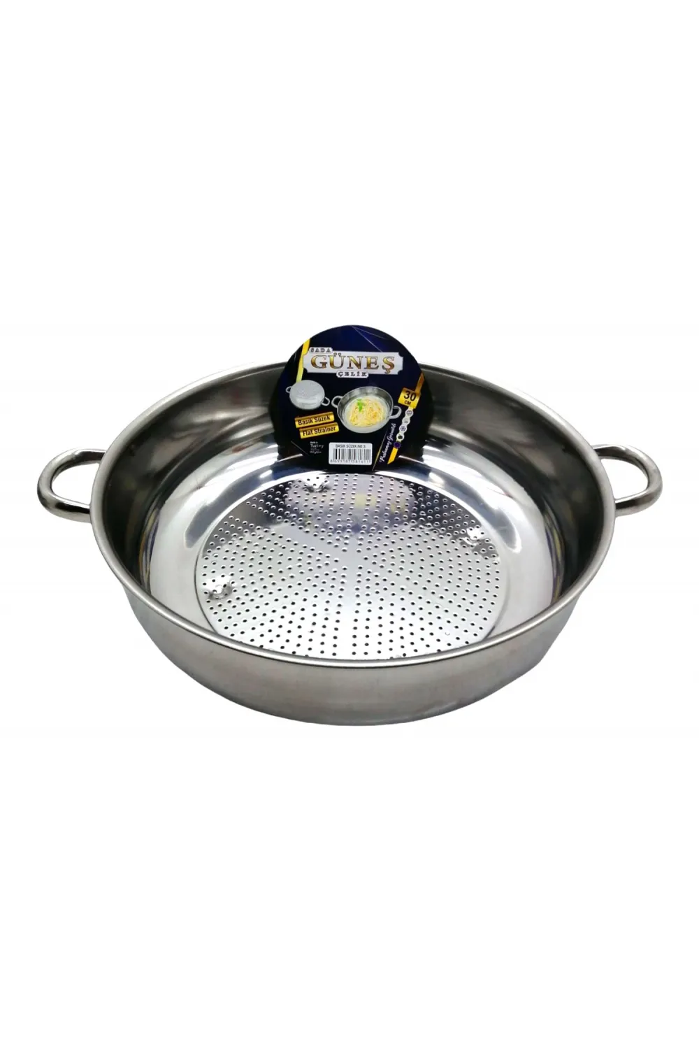 No-3 - 30cm Basık Süzek Metal Süzgeç