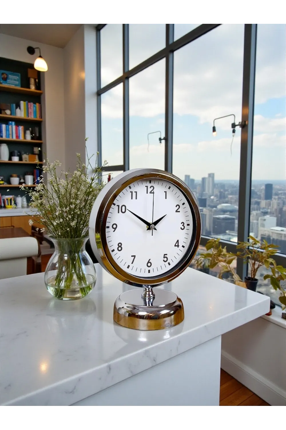Noble Time 25 x 20 Cm Metal Krom Masa Saati