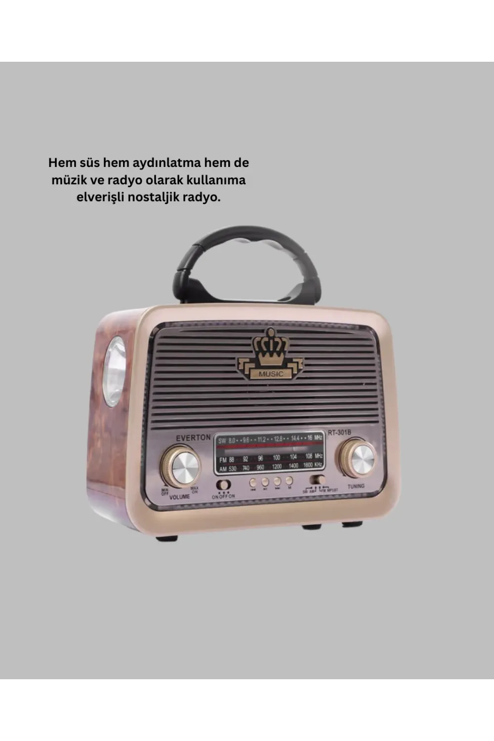 Nostalji Bluetooth Radyo Fm Am Sw Ahşap Eskitme Tasarım